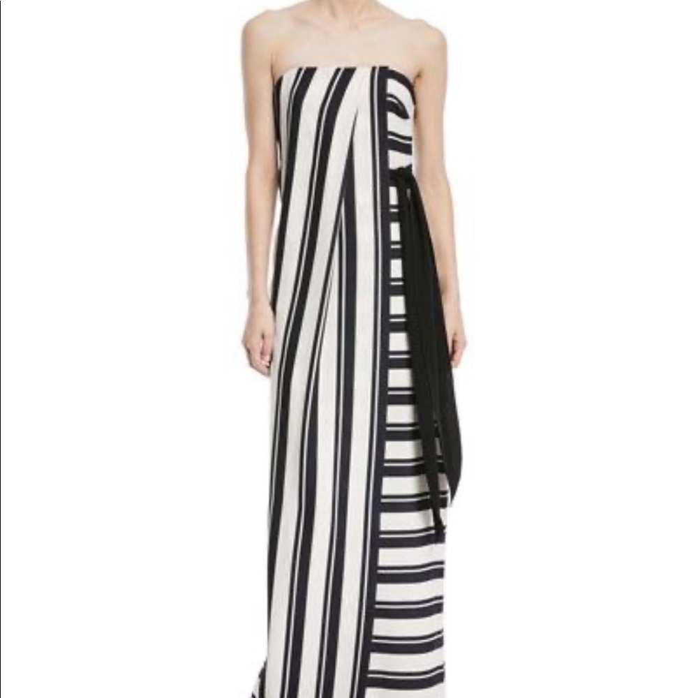 Halston Heritage Black & White Striped Dress